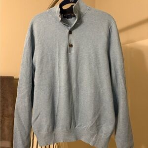 Brooks Brothers Sky Blue Button Up Sweater Cotton Cashmere